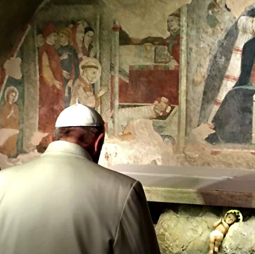 Pope Francis visits the place of the first Nativity scene in Greccio, Italy, on Jan. 4. Pope Francis visits the place of the first Nativity scene in Greccio, Italy, on Jan. 4.