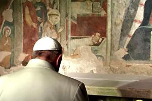 Pope Francis visits the place of the first Nativity scene in Greccio, Italy, on Jan. 4. Pope Francis visits the place of the first Nativity scene in Greccio, Italy, on Jan. 4.