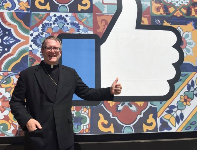 Bishop Robert Barron visits Facebook's headquarters. Bishop Robert Barron visits Facebook's headquarters.