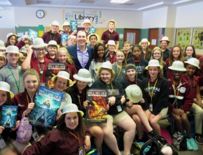 Raymond Arroyo introduces Will Wilder to students at a Los Angeles school. Raymond Arroyo introduces Will Wilder to students at a Los Angeles school.