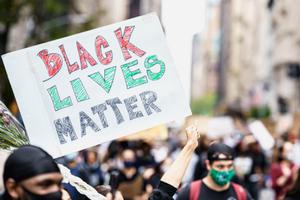 Black Lives Matter sign during Manhattan protest. Black Lives Matter sign during Manhattan protest.