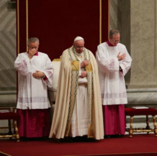 Pope Francis at Dec. 31 Vespers in St. Peter's Basilica. Pope Francis at Dec. 31 Vespers in St. Peter's Basilica.