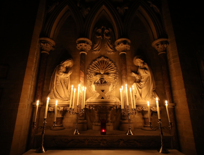 The Rosary Shrine at St. Dominic’s reflects the structure of the Rosary, with chapels dedicated to various mysteries, from the Annunciation to the Nativity to Pentecost. The Rosary Shrine at St. Dominic’s reflects the structure of the Rosary, with chapels dedicated to various mysteries, from the Annunciation to the Nativity to Pentecost.