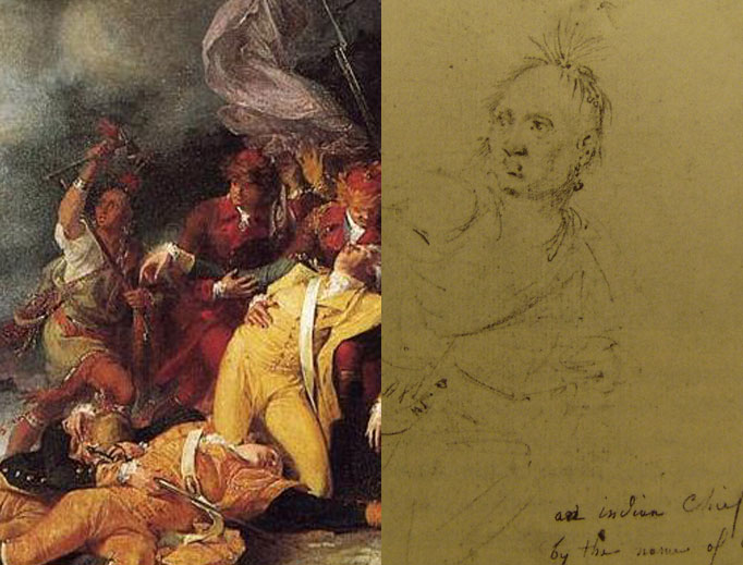 Left to right: Detail of Joseph Louis Cook from Death of General Montgomery in the Attack on Quebec (1786), by John Trumbull, and a pencil sketch of Colonel Louis, also by John Trumbull (1785). Left to right: Detail of Joseph Louis Cook from Death of General Montgomery in the Attack on Quebec (1786), by John Trumbull, and a pencil sketch of Colonel Louis, also by John Trumbull (1785).