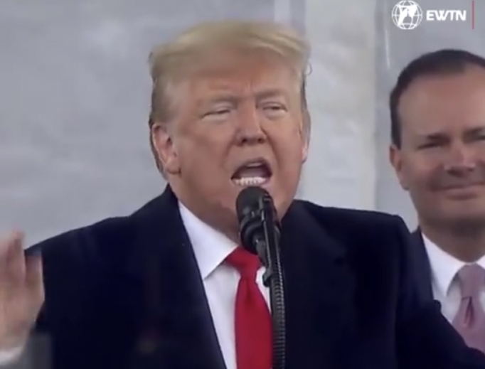 President Donald Trump addresses the March for Life attendees in Washington, D.C., January 24, 2020. President Donald Trump addresses the March for Life attendees in Washington, D.C., January 24, 2020.