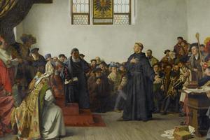 Martin Luther at the Diet of Worms, where he refused to recant his works, which were deemed heretical by the Catholic Church. Martin Luther at the Diet of Worms, where he refused to recant his works, which were deemed heretical by the Catholic Church.