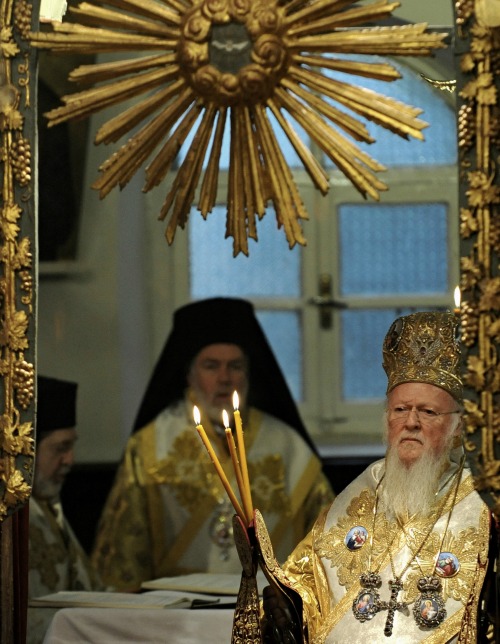 Ecumenical Patriarch Bartholomew I of Constantinople attends the Divine Liturgy at the Ecumenical Patriarchate in Istanbul with Pope Francis on Nov. 30, 2014. Ecumenical Patriarch Bartholomew I of Constantinople attends the Divine Liturgy at the Ecumenical Patriarchate in Istanbul with Pope Francis on Nov. 30, 2014.