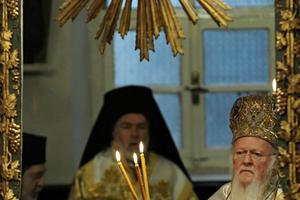 Ecumenical Patriarch Bartholomew I of Constantinople attends the Divine Liturgy at the Ecumenical Patriarchate in Istanbul with Pope Francis on Nov. 30, 2014. Ecumenical Patriarch Bartholomew I of Constantinople attends the Divine Liturgy at the Ecumenical Patriarchate in Istanbul with Pope Francis on Nov. 30, 2014.