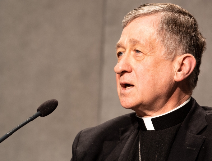 Cardinal Blase Cupich of Chicago speaks at the Vatican Press Office Feb. 18. He spoke about bishop accountability, proposing a plan of action, during the Feb. 21-24 summit in Rome.
Cardinal Blase Cupich of Chicago speaks at the Vatican Press Office Feb. 18. He spoke about bishop accountability, proposing a plan of action, during the Feb. 21-24 summit in Rome.