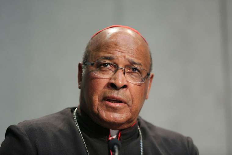 Cardinal Wilfrid Napier of South Africa attends a briefing on the Synod of Bishops Oct. 20, 2015, in the Holy See Press Office. Cardinal Wilfrid Napier of South Africa attends a briefing on the Synod of Bishops Oct. 20, 2015, in the Holy See Press Office.