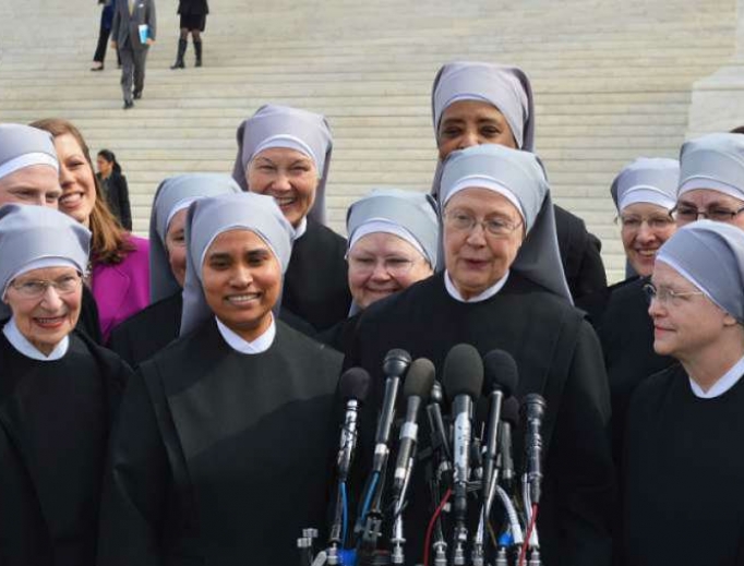 Little Sisters of the Poor gather outside the Supreme Court where oral arguments were heard on March 23, 2016, in the Zubik v. Burwell case. Little Sisters of the Poor gather outside the Supreme Court where oral arguments were heard on March 23, 2016, in the Zubik v. Burwell case.