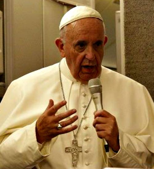 Pope Francis speaks to journalists on his flight from Philadelphia to Rome. Pope Francis speaks to journalists on his flight from Philadelphia to Rome.