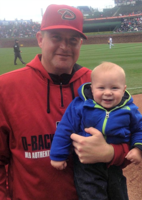 Arizona Diamondbacks pitcher Joe Thatcher and his son, Jack. Arizona Diamondbacks pitcher Joe Thatcher and his son, Jack.