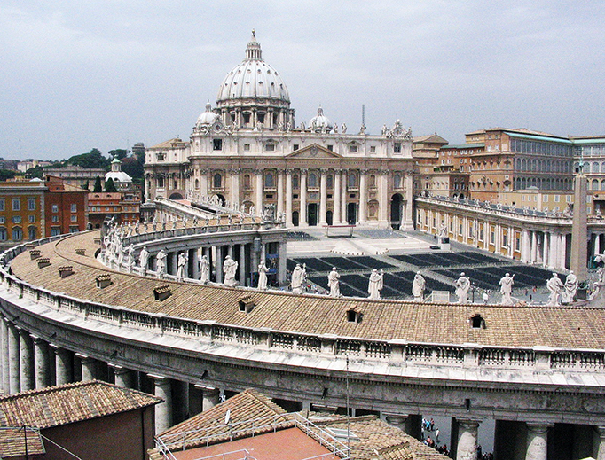 St. Peter's Square and Basilica in Rome. St. Peter's Square and Basilica in Rome.