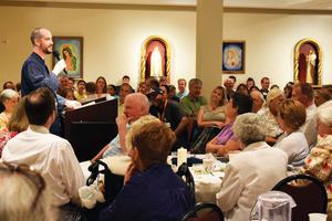 Father Hezekias Carnazzo of Holy Transfiguration Church, a Melkite Greek Catholic church in McLean, Virginia, gives a lecture. Father Hezekias Carnazzo of Holy Transfiguration Church, a Melkite Greek Catholic church in McLean, Virginia, gives a lecture.
