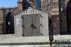Father Daniel O'Mullane's confession shed in Boonton. Father Daniel O'Mullane's confession shed in Boonton.