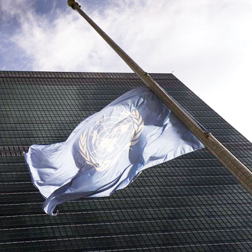 U.N. flag outside the United Nations headquarters in New York U.N. flag outside the United Nations headquarters in New York