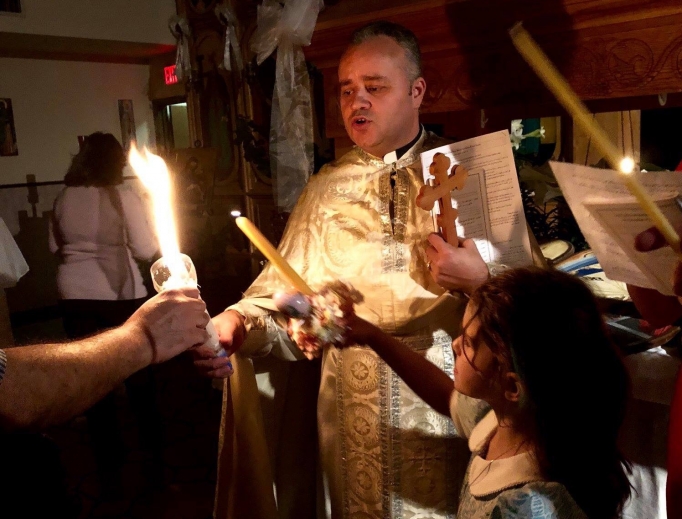 Pascha 2018, with Evie Hayes lighting her candle.
Pascha 2018, with Evie Hayes lighting her candle.