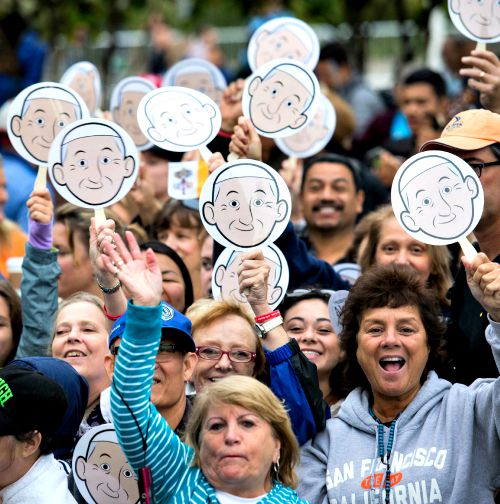 A crowd awaits Pope Francis' arrival at Cathedral-Basilica of Sts. Peter and Paul on Sept. 26 in Philadelphia. A crowd awaits Pope Francis' arrival at Cathedral-Basilica of Sts. Peter and Paul on Sept. 26 in Philadelphia.