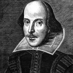 Engraving of William Shakespeare from the First Folio of year 1623 Engraving of William Shakespeare from the First Folio of year 1623