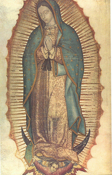 The Virgin of Guadalupe displays the sun, moon, and stars symbolism of the Woman of Revelation 12 The Virgin of Guadalupe displays the sun, moon, and stars symbolism of the Woman of Revelation 12