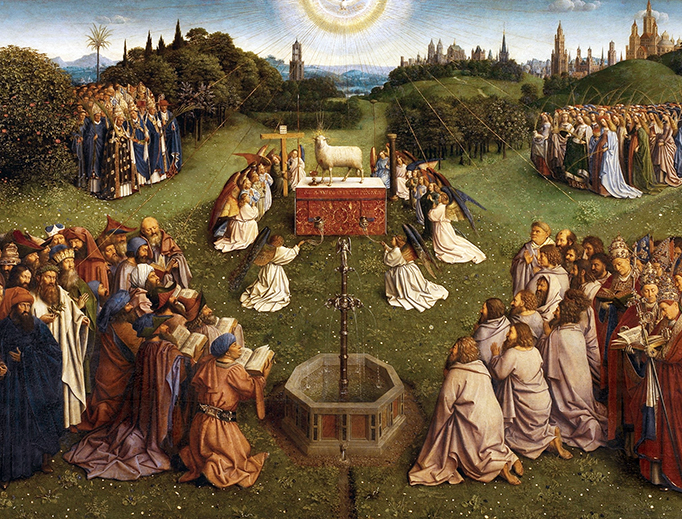 Jan van Eyck, detail from the Ghent Altarpiece, c. 1431 Jan van Eyck, detail from the Ghent Altarpiece, c. 1431