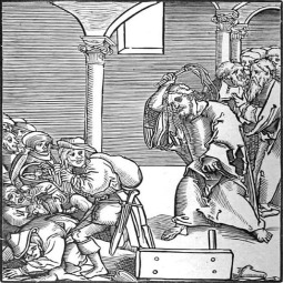 Jesus drives out the money changers in the Temple. Jesus drives out the money changers in the Temple.