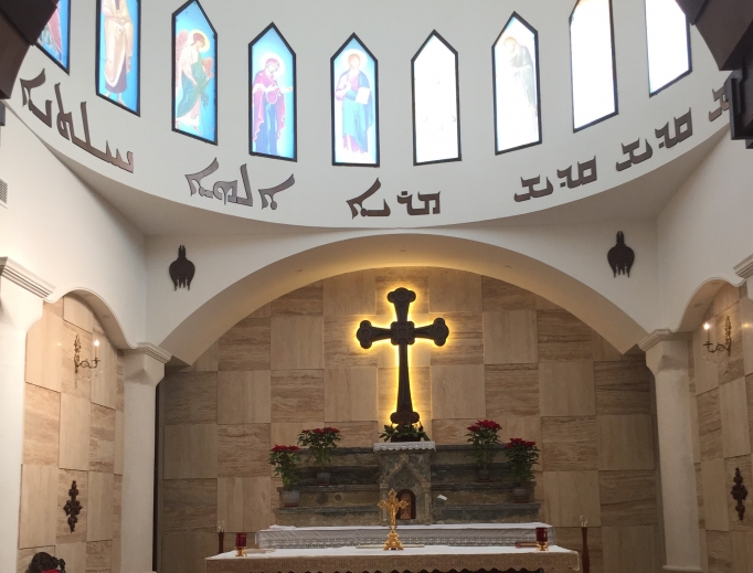 Above, a church in Karamlesh has faced displacement of its parishioners; below, Father Benham Benoka, parish priest in Bartella, and Father Benedict Kiely (r), who visited Iraq in the first week of January. Above, a church in Karamlesh has faced displacement of its parishioners; below, Father Benham Benoka, parish priest in Bartella, and Father Benedict Kiely (r), who visited Iraq in the first week of January.