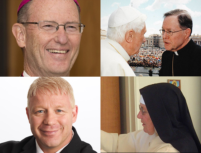 CLOCKWISE FROM UPPER LEFT: Bishop James Conley, Msgr. Peter Wilkinson, Mother Mary Augustine, Scott Sullivan CLOCKWISE FROM UPPER LEFT: Bishop James Conley, Msgr. Peter Wilkinson, Mother Mary Augustine, Scott Sullivan