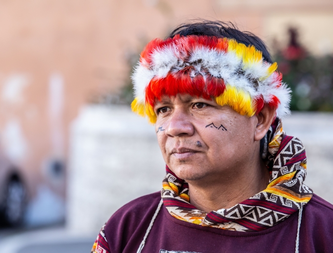 An indigenous man attends the Oct. 9 afternoon session. An indigenous man attends the Oct. 9 afternoon session.