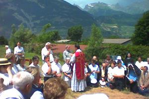 A priest giving blessings after ordination at the International Seminary of Saint Pius X, in Écône, Switzerland. A priest giving blessings after ordination at the International Seminary of Saint Pius X, in Écône, Switzerland.