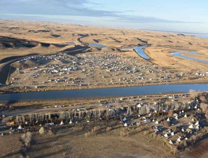 Aerial view of the protest camps in fall 2016. Aerial view of the protest camps in fall 2016.