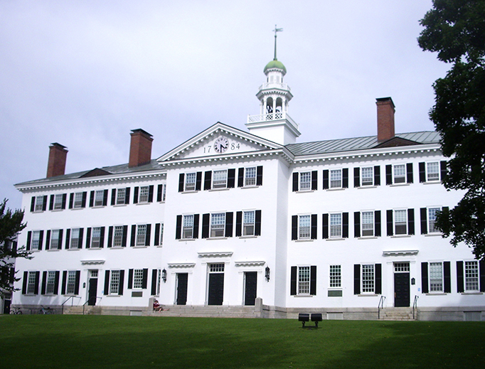 Photograph of Dartmouth Hall at the campus of Dartmouth College in Hanover, New Hampshire. Photograph of Dartmouth Hall at the campus of Dartmouth College in Hanover, New Hampshire.