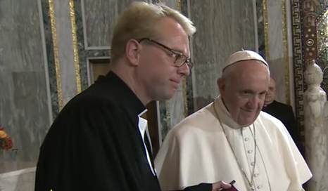 Pope Francis with Pastor Jens Kruse of the Lutheran Evangelical Church of Rome, Nov. 15, 2015 Pope Francis with Pastor Jens Kruse of the Lutheran Evangelical Church of Rome, Nov. 15, 2015