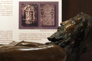 A bronze statue, titled 'The Body of the Man of the Shroud,' is seen in an exhibit on the Shroud of Turin at Regina Apostolorum University in Rome. The actual artifact is on display through May 23 in Turin. A bronze statue, titled 'The Body of the Man of the Shroud,' is seen in an exhibit on the Shroud of Turin at Regina Apostolorum University in Rome. The actual artifact is on display through May 23 in Turin.