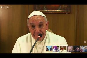 Pope Francis speaks with teens in Google Hangout on Feb. 5. Pope Francis speaks with teens in Google Hangout on Feb. 5.