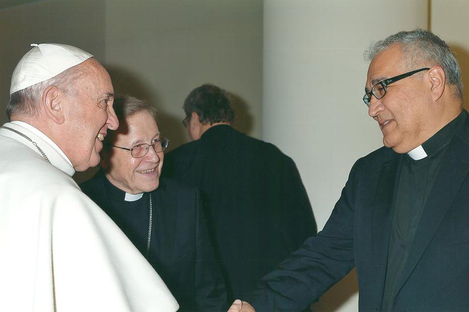 Pope Francis with the Walter Cardinal Kasper greeting Fr. Gil Martinez C.S.P. Pope Francis with the Walter Cardinal Kasper greeting Fr. Gil Martinez C.S.P.