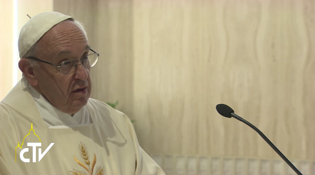 Pope Francis preaching in Casa Santa Marta this morning. Pope Francis preaching in Casa Santa Marta this morning.