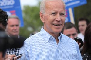Presumptive democratic nominee Joe Biden walking with supporters at a pre-Wing Ding march from Molly McGowan Park in Clear Lake, Iowa on May 25, 2020. Presumptive democratic nominee Joe Biden walking with supporters at a pre-Wing Ding march from Molly McGowan Park in Clear Lake, Iowa on May 25, 2020.