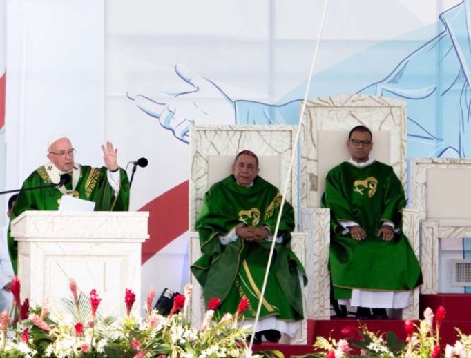 Pope Francis says Mass at Campo San Juan Pablo II for World Youth Day Panama Jan. 27, 2019. Pope Francis says Mass at Campo San Juan Pablo II for World Youth Day Panama Jan. 27, 2019.