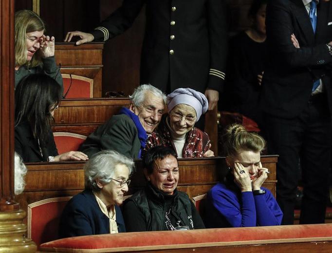 Former abortionist and Radical Party activist Emma Bonino, center, reacts with emotion Dec. 14 in Rome to the announcement that the Italian Senate has passed a law allowing citizens the right to refuse artificial nutrition and hydration in living wills. Former abortionist and Radical Party activist Emma Bonino, center, reacts with emotion Dec. 14 in Rome to the announcement that the Italian Senate has passed a law allowing citizens the right to refuse artificial nutrition and hydration in living wills.