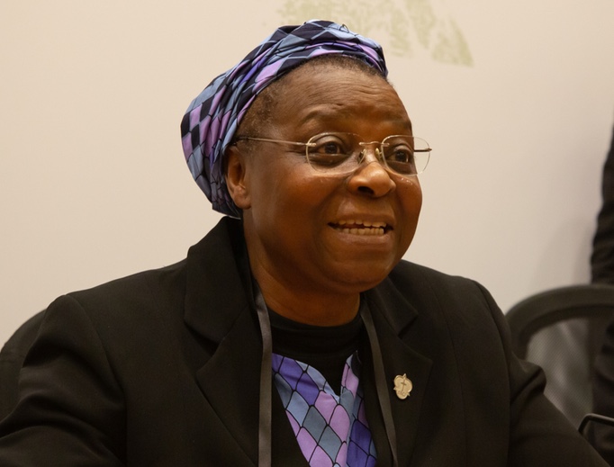 Sister Veronica Openibo, society leader of the Society of the Holy Child Jesus in Nigeria, speaks at a Vatican press conference on Feb. 23. Sister Veronica Openibo, society leader of the Society of the Holy Child Jesus in Nigeria, speaks at a Vatican press conference on Feb. 23.