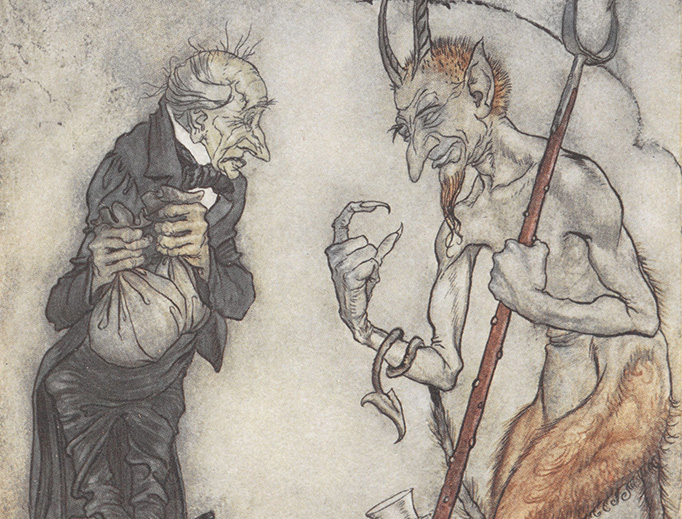 Ebenezer Scrooge, from A Christmas Carol, illustrated by Arthur Rackam, 1915. Ebenezer Scrooge, from A Christmas Carol, illustrated by Arthur Rackam, 1915.