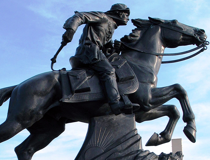 Hermon Atkins MacNeil's Pony Express statue in St. Joseph, Missouri.
Hermon Atkins MacNeil's Pony Express statue in St. Joseph, Missouri.