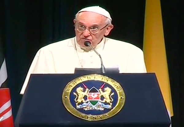 Pope Francis addressing Kenyan authorities and diplomats in Nairobi Pope Francis addressing Kenyan authorities and diplomats in Nairobi