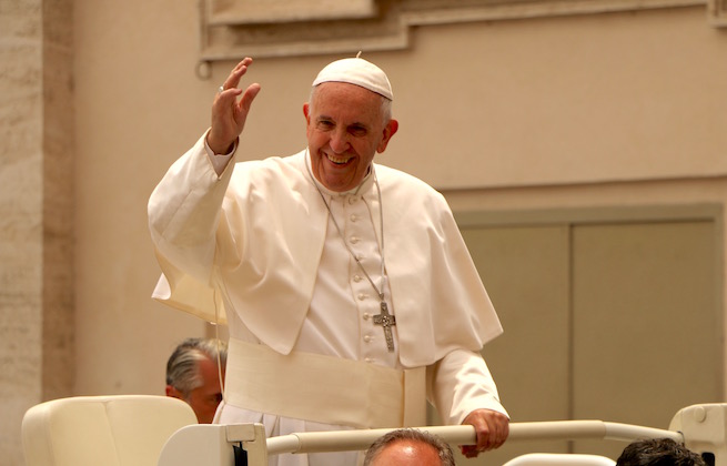 Pope Francis greeting pilgrims today in St. Peter's Square. The Holy Father will lead a common prayer service in Lund's Lutheran cathedral, together with Lutheran leaders. Pope Francis greeting pilgrims today in St. Peter's Square. The Holy Father will lead a common prayer service in Lund's Lutheran cathedral, together with Lutheran leaders.
