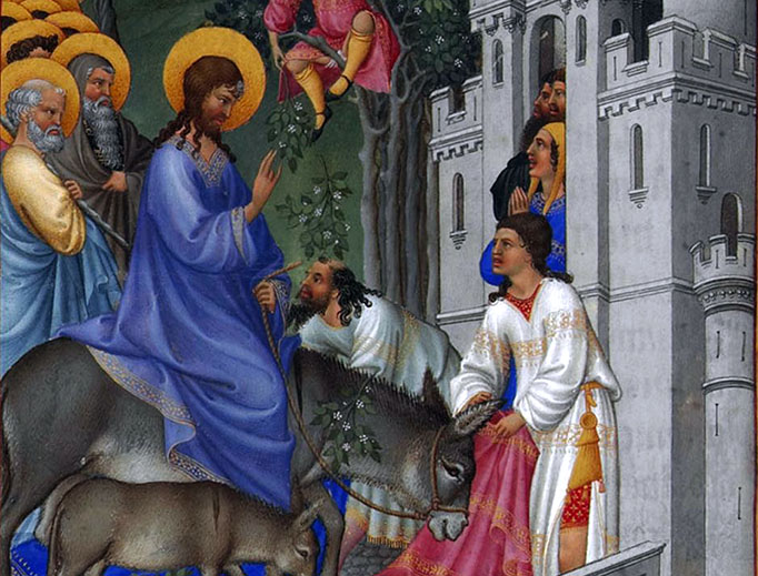 Les Très Riches Heures du duc de Berry, Folio 173v. The Entry into Jerusalem the Musée Condé, Chantilly. Les Très Riches Heures du duc de Berry, Folio 173v. The Entry into Jerusalem the Musée Condé, Chantilly.