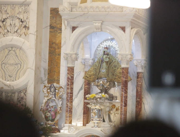 The statue of the Virgin El Cobre, patroness of Cuba, at the Basilica-Shrine of Our Lady of Charity of El Cobre in Santiago de Cuba on Sept. 22, 2015, during Pope Francis' four-day apostolic journey to Cuba.
The statue of the Virgin El Cobre, patroness of Cuba, at the Basilica-Shrine of Our Lady of Charity of El Cobre in Santiago de Cuba on Sept. 22, 2015, during Pope Francis' four-day apostolic journey to Cuba.