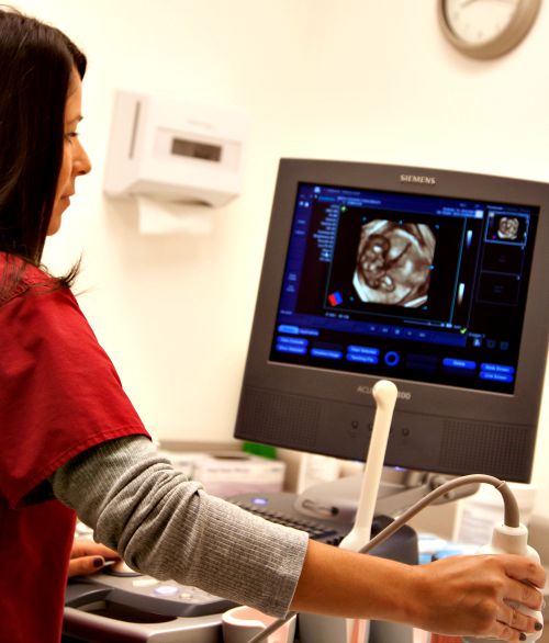 A nurse looks at an ultrasound image at a pro-life Obria Medical Clinic in California, which will be forced by law to post information about accessing abortion. A nurse looks at an ultrasound image at a pro-life Obria Medical Clinic in California, which will be forced by law to post information about accessing abortion.