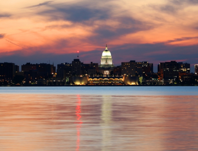 Wisconsin State Capitol and skyline. Wisconsin State Capitol and skyline.